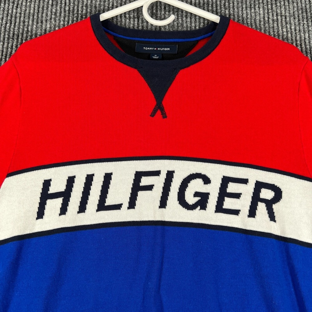Tommy Hilfiger Sweater‎ Mens Medium Color Block Long Sleeve Crew Neck Casual